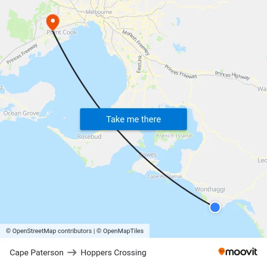 Cape Paterson to Hoppers Crossing map