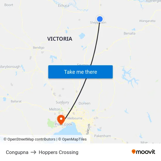 Congupna to Hoppers Crossing map