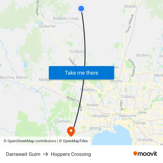 Darraweit Guim to Hoppers Crossing map