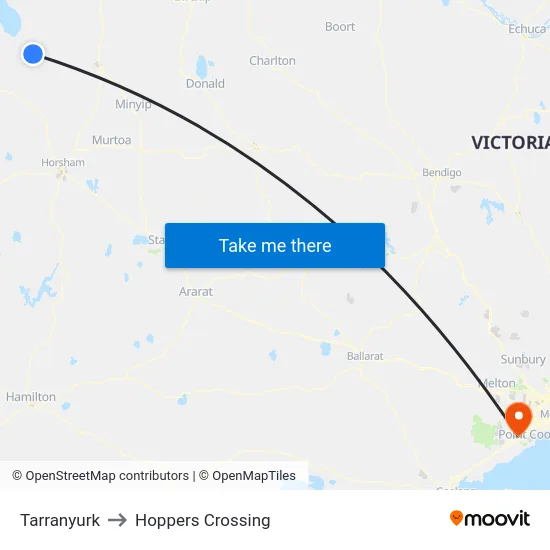 Tarranyurk to Hoppers Crossing map