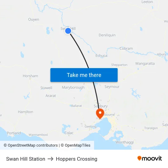 Swan Hill Station to Hoppers Crossing map