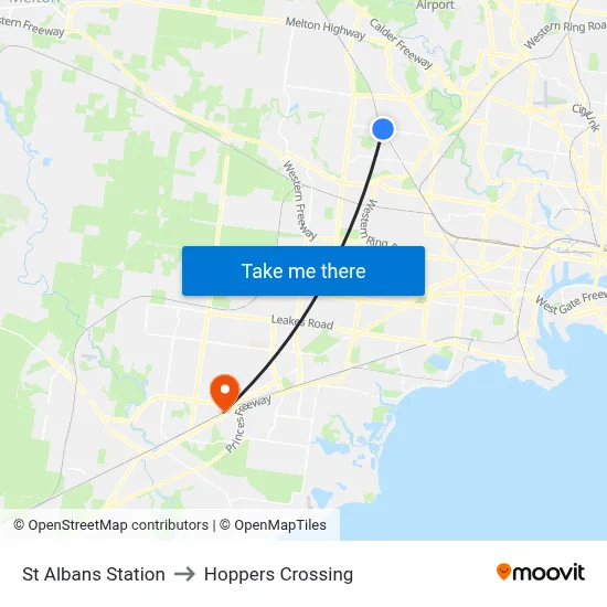 St Albans Station to Hoppers Crossing map