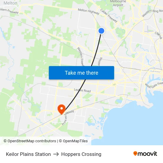 Keilor Plains Station to Hoppers Crossing map