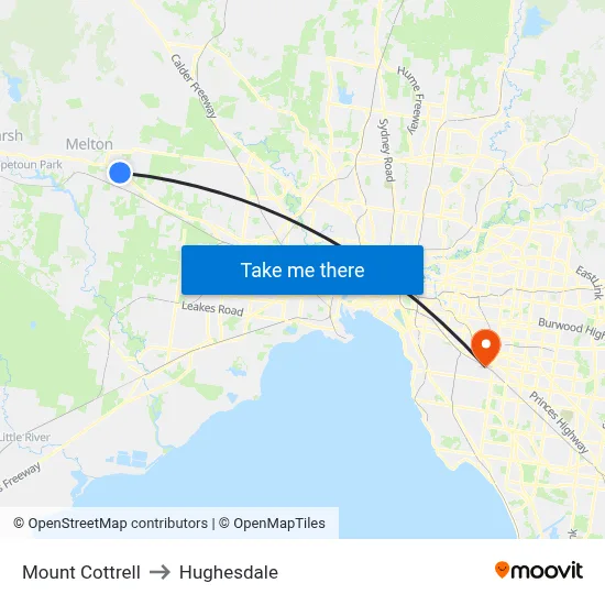 Mount Cottrell to Hughesdale map