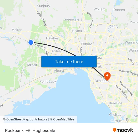 Rockbank to Hughesdale map