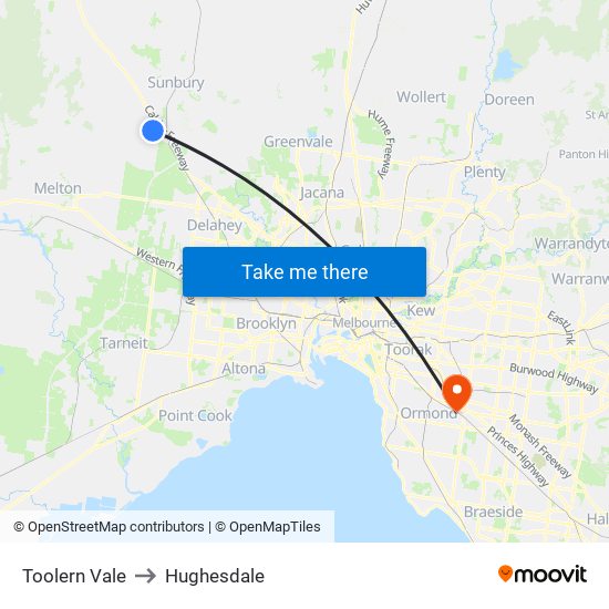 Toolern Vale to Hughesdale map