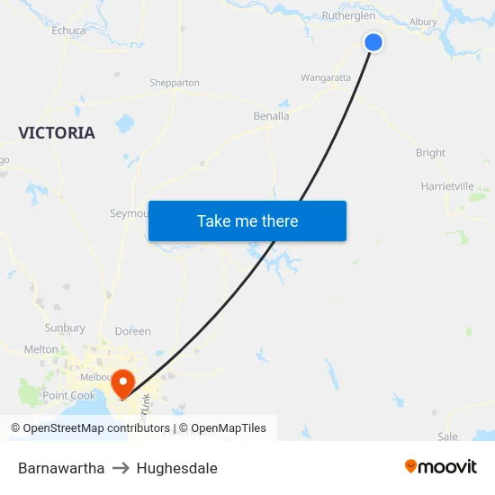 Barnawartha to Hughesdale map