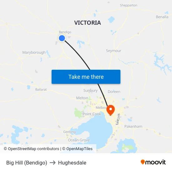 Big Hill (Bendigo) to Hughesdale map