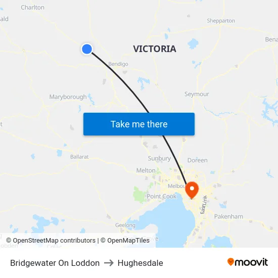 Bridgewater On Loddon to Hughesdale map