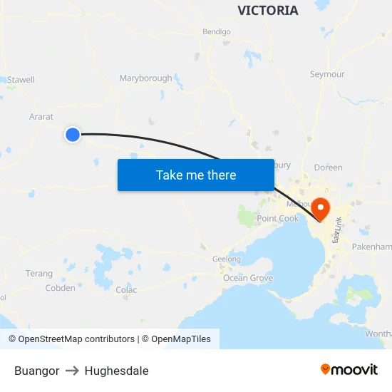 Buangor to Hughesdale map