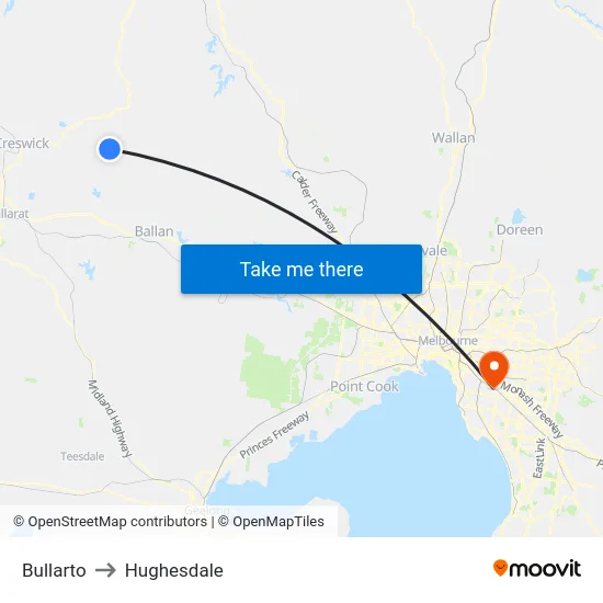 Bullarto to Hughesdale map