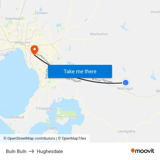 Buln Buln to Hughesdale map