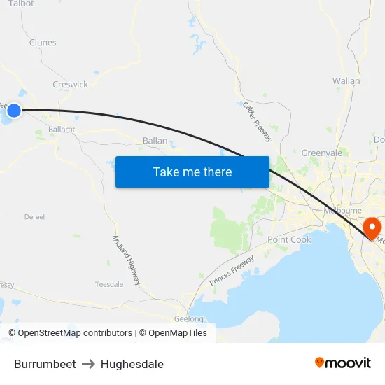 Burrumbeet to Hughesdale map