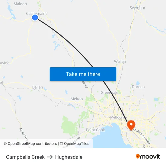 Campbells Creek to Hughesdale map