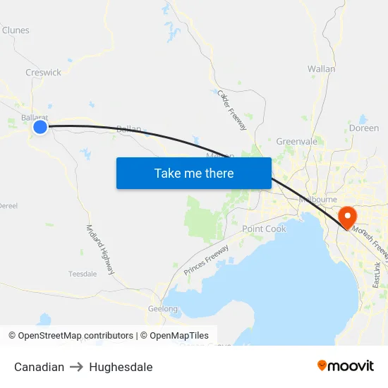 Canadian to Hughesdale map