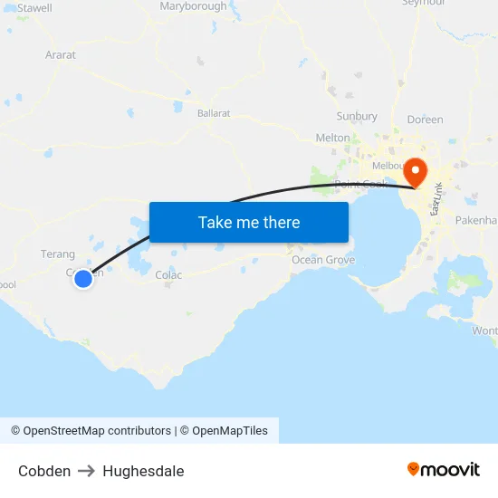 Cobden to Hughesdale map