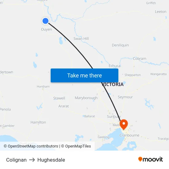 Colignan to Hughesdale map