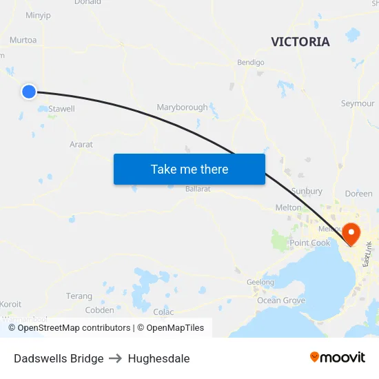 Dadswells Bridge to Hughesdale map