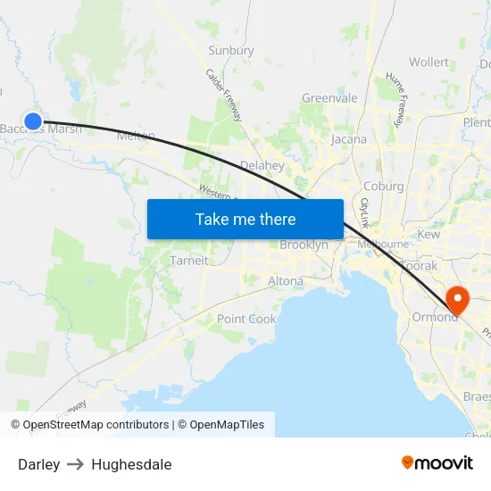 Darley to Hughesdale map