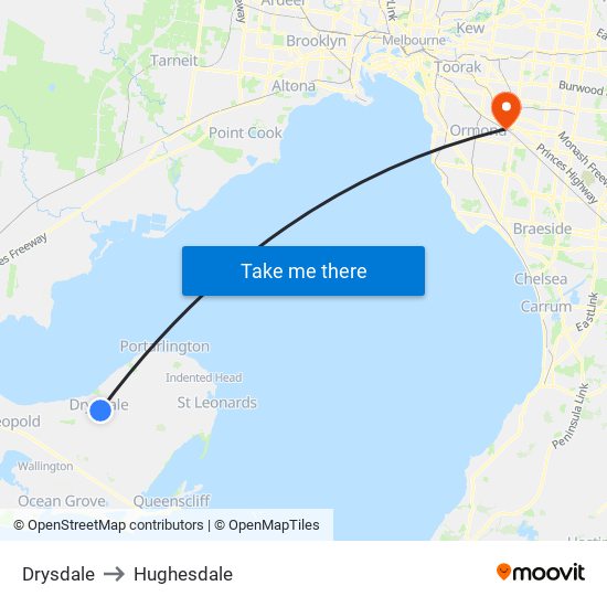 Drysdale to Hughesdale map