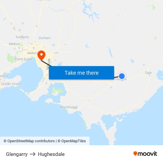 Glengarry to Hughesdale map