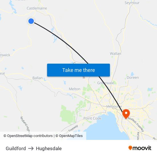 Guildford to Hughesdale map
