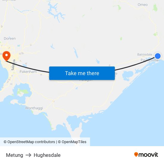 Metung to Hughesdale map