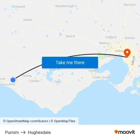 Purnim to Hughesdale map