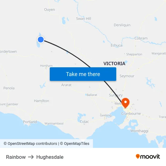 Rainbow to Hughesdale map