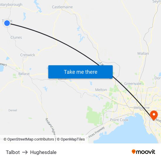 Talbot to Hughesdale map