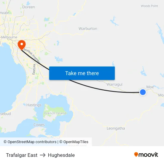 Trafalgar East to Hughesdale map