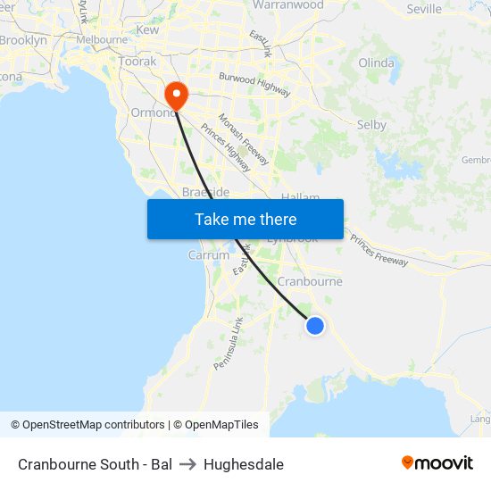 Cranbourne South - Bal to Hughesdale map