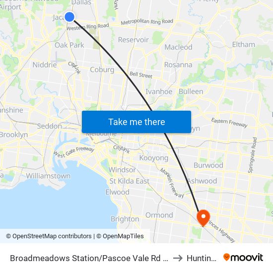 Broadmeadows Station/Pascoe Vale Rd (Broadmeadows) to Huntingdale map