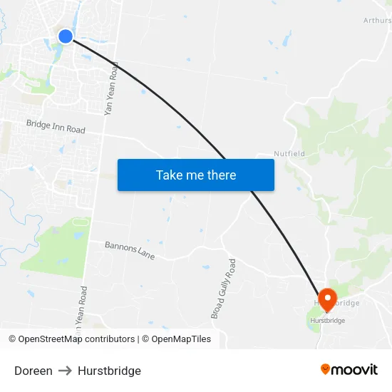 Doreen to Hurstbridge map