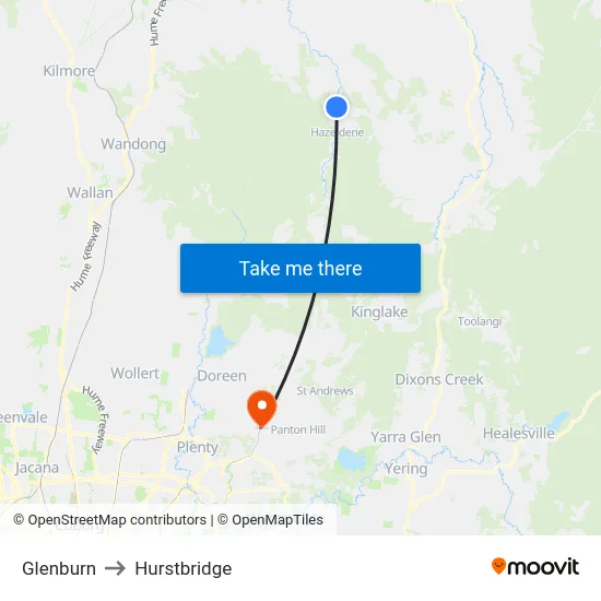 Glenburn to Hurstbridge map