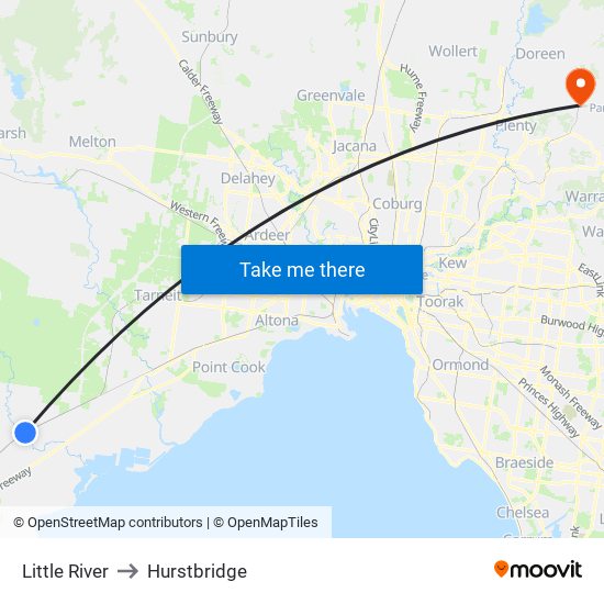 Little River to Hurstbridge map