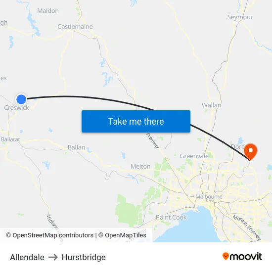 Allendale to Hurstbridge map