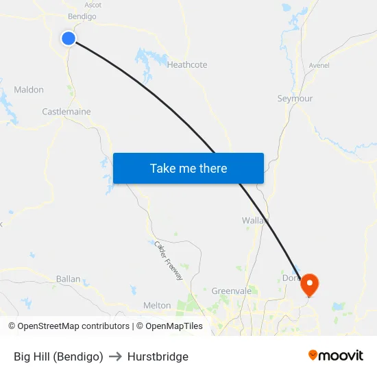 Big Hill (Bendigo) to Hurstbridge map