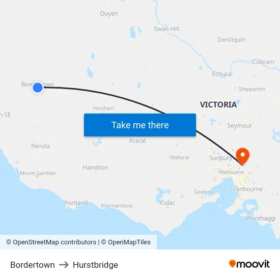 Bordertown to Hurstbridge map
