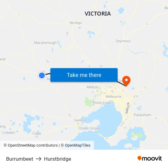 Burrumbeet to Hurstbridge map