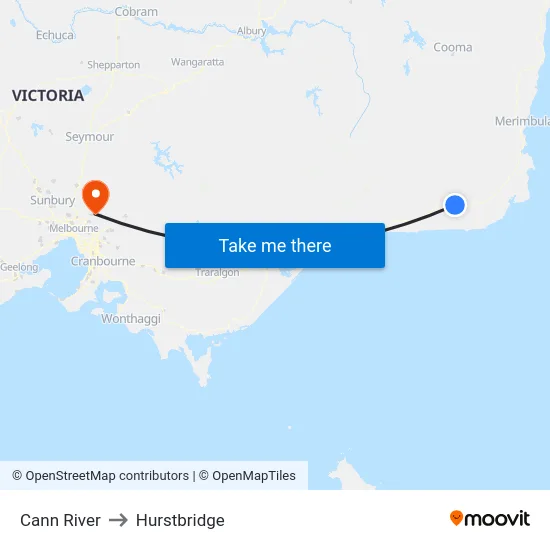 Cann River to Hurstbridge map