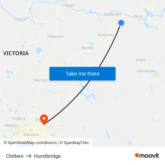 Chiltern to Hurstbridge map