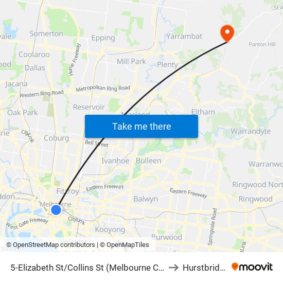 5-Elizabeth St/Collins St (Melbourne City) to Hurstbridge map