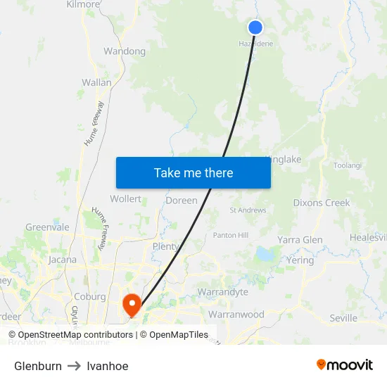 Glenburn to Ivanhoe map