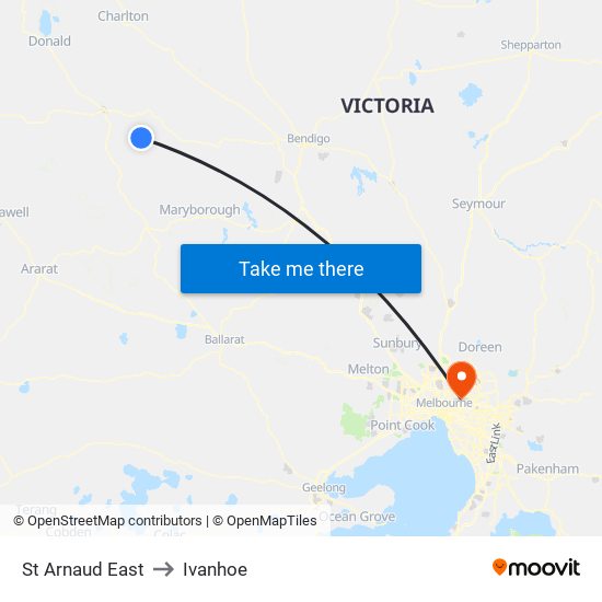 St Arnaud East to Ivanhoe map