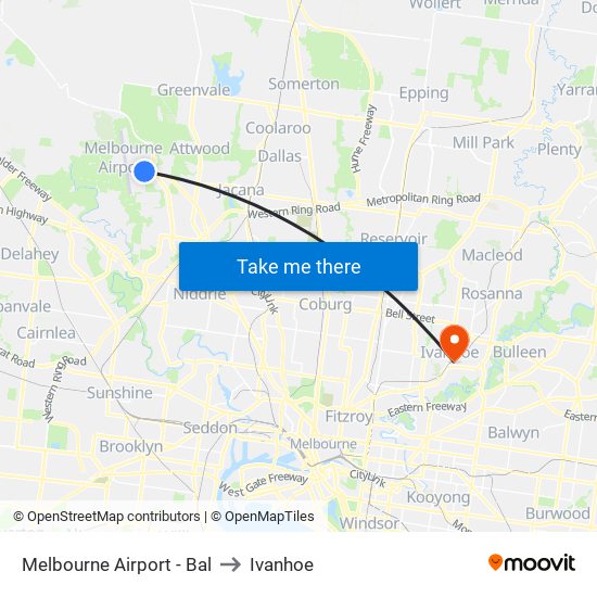 Melbourne Airport - Bal to Ivanhoe map