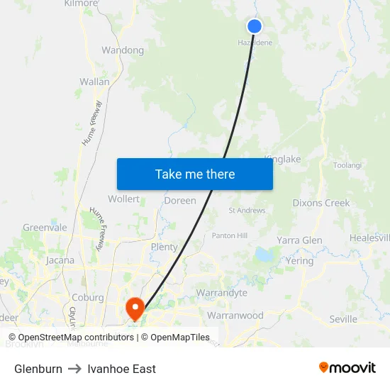 Glenburn to Ivanhoe East map