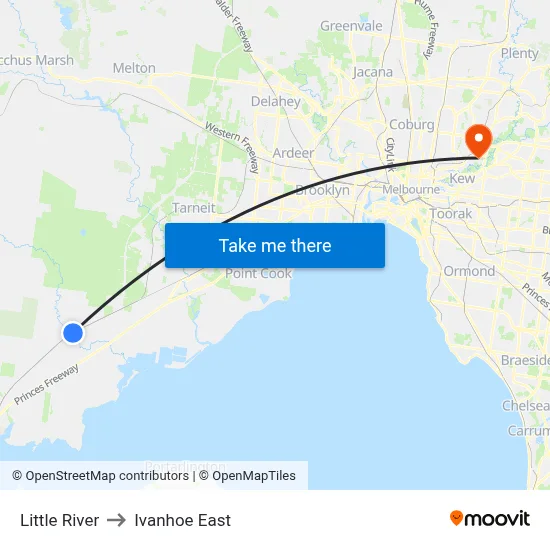 Little River to Ivanhoe East map