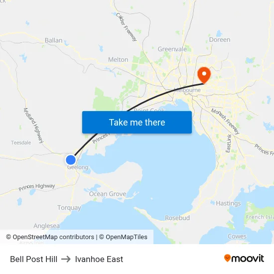 Bell Post Hill to Ivanhoe East map