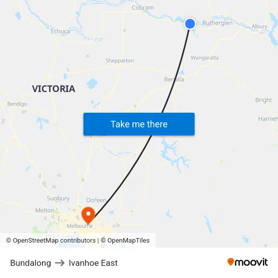 Bundalong to Ivanhoe East map